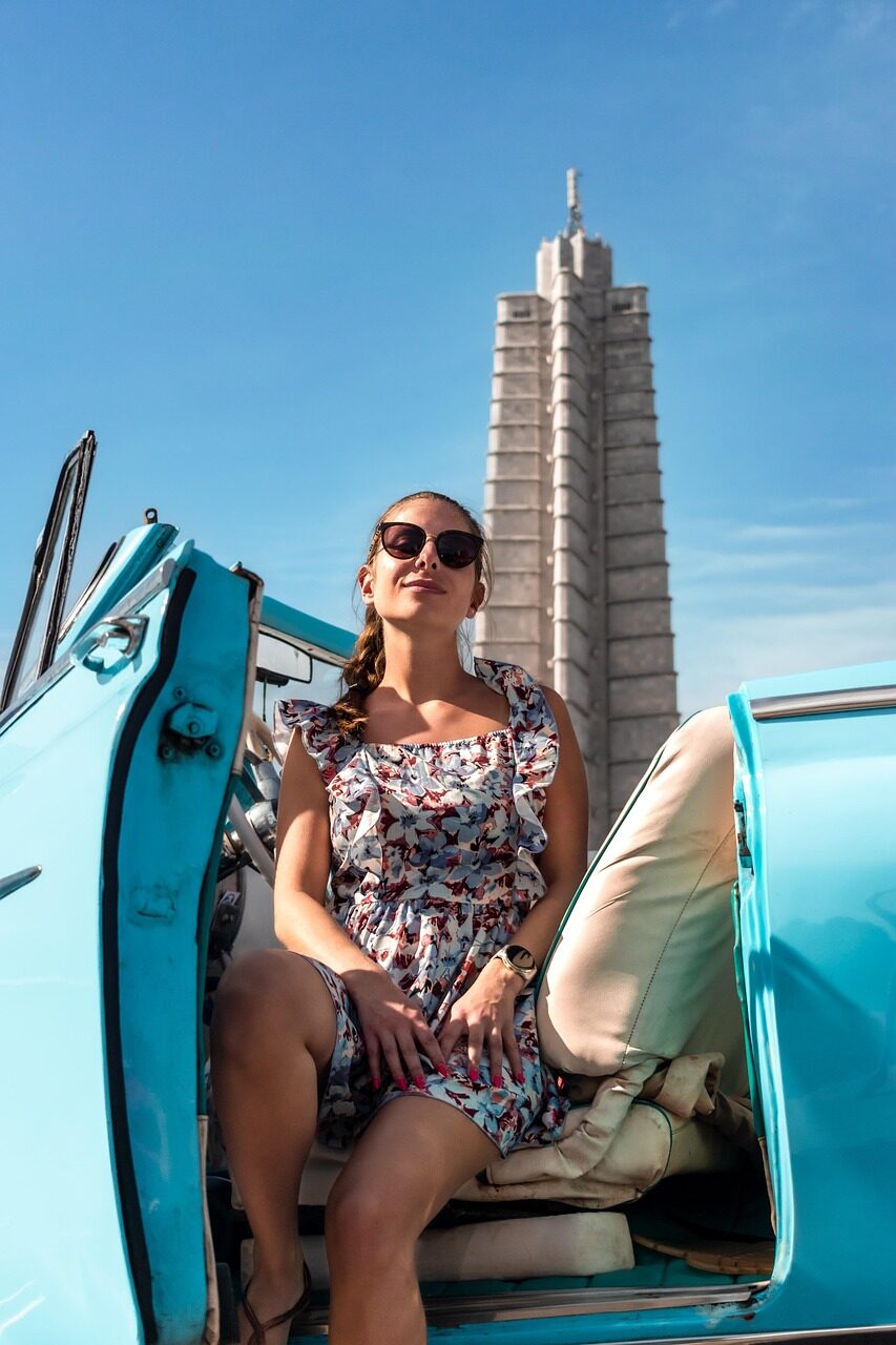 girl, model, woman, beauty, adventure, ride, cuban, blue, portrait, posing, havana